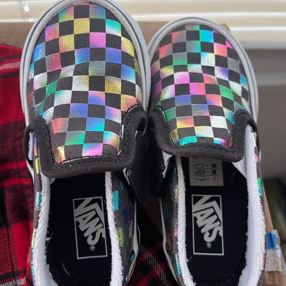 Vans Kids Colorful Checkered Slip-On Sneakers
